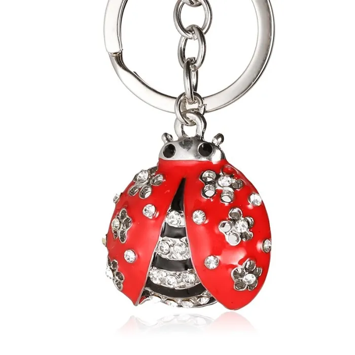 Metalen sleutelhanger - met lieveheersbeestje / strassSleutelhangers