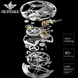 OUPINKE - luxe herenhorloge - automatisch - waterbestendig - lichtgevend saffierglasHorloges