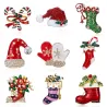 Modieuze kerstbroches - met kristallen - muts - sokken - dubbele zuurstokBroches