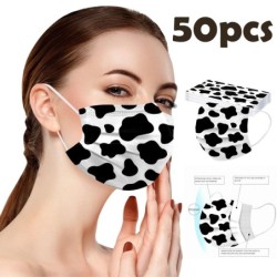 Protective face / mouth masks - disposable - 3-ply - milk cow - black white spots print - 50 pieces