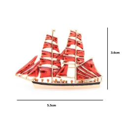 Elegante broche - met rode zeilbootBroches