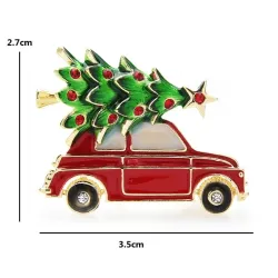 Fashionable brooch with a car / Christmas treeModieuze broche met een auto / kerstboomBroches