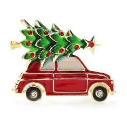 Fashionable brooch with a car / Christmas treeModieuze broche met een auto / kerstboomBroches