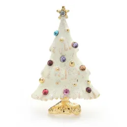 Sneeuwende kerstboom - met strassteentjes - elegante brocheBroches