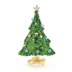Sneeuwende kerstboom - met strassteentjes - elegante brocheBroches