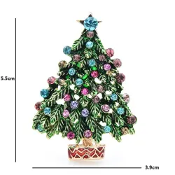 Green crystal Christmas tree - fashionable broochBrooches