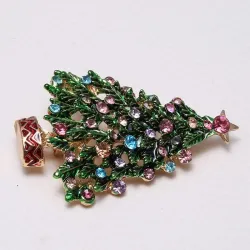 Groene kristallen kerstboom - modieuze brocheBroches