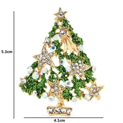 Groene kerstboom met kristallen/sterren - luxe brocheBroches