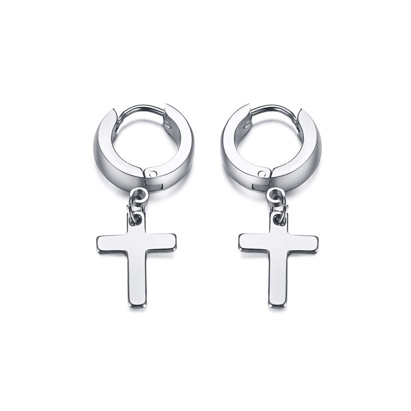 Earrings with cross - unisex - stainless steelEarrings