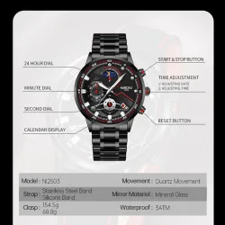 NIBOSI - luxe herenhorloge - waterdicht - Quartz - roestvrij staalHorloges
