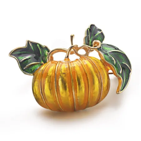 Halloween pompoen - emaille brocheBroches