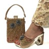 Fashionable sandals - with decorative flowers / glitter - Italian style - with matching small bagSandals