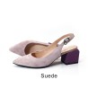 Elegant summer sandals - slingback pumps - suede / leather - thick heelPumps