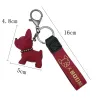 Leren sleutelhanger - met Franse Bulldog hondSleutelhangers