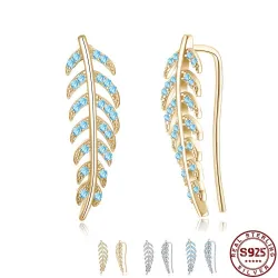 Elegante bladvormige oorbellen - met kristallen - 925 Sterling zilverOorbellen