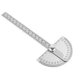 180 degree protractor - angle meter - measuring ruler - rotary - stainless steel - 0 - 145mmMeasurement