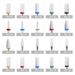 Replaceable rotary heads - bits - for electric nail drill - ceramic tungsten carbide - manicure / pedicureNail drills