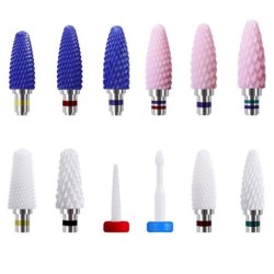 Replaceable rotary heads - bits - for electric nail drill - ceramic diamond - manicure / pedicureNail drills