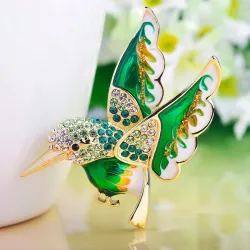 Elegante broche - met groene kristallen vogelBroches