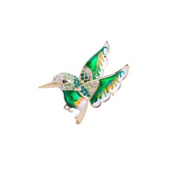 Elegant brooch - with green crystal birdBrooches
