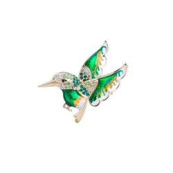Elegante broche - met groene kristallen vogelBroches