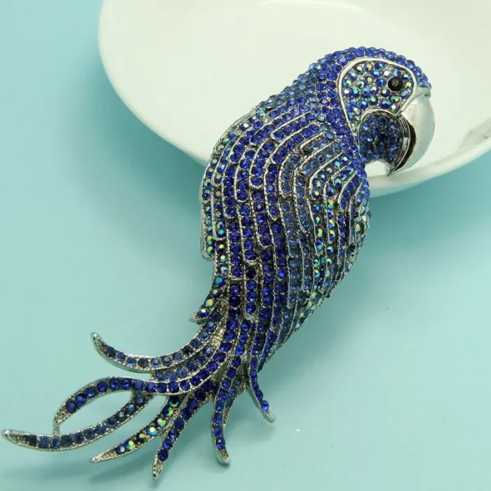 Fashionable brooch with big crystal parrotBrooches