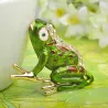 Elegante broche met een groene kristallen kikkerBroches