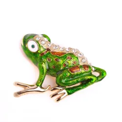 Elegante broche met een groene kristallen kikkerBroches