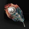 Trendy broche met veer / parel / kristallenBroches