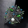 Crystal sea star with pearl - vintage broochBrooches