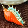 Rode zee mossel met parels - elegante brocheBroches