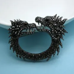 Double headed crystal dragon - vintage broochBrooches