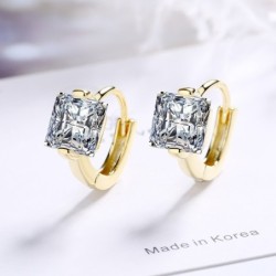 Luxurious small round earrings - with crystal - 925 sterling silver