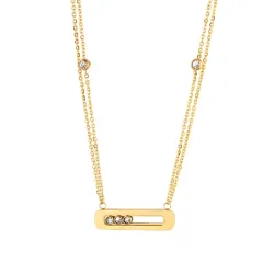 Elegante ketting - met schuifkristallen - roestvrij staalHalskettingen