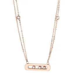 Elegante ketting - met schuifkristallen - roestvrij staalHalskettingen