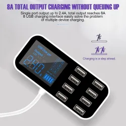 Car charger - 8- port USB - charging station - HUB with LCD displayInterior parts