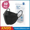 Gelaat / mondbeschermende maskers - antibacterieel - herbruikbaar - 4-laags - FPP2 - KN95 - zwart / witMondmaskers