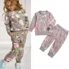 Klassieke set voor kinderen - trui met lange mouwen - broek - met bloemenprintKleding