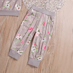 Klassieke set voor kinderen - trui met lange mouwen - broek - met bloemenprintKleding