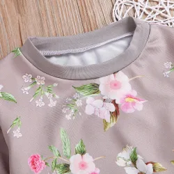 Klassieke set voor kinderen - trui met lange mouwen - broek - met bloemenprintKleding