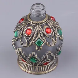 Vintage empty glass bottle - with crystals - perfume container - with dropper - 15mlPerfumes