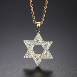Luxe collier met Davidster - met zirkonen - unisexHalskettingen