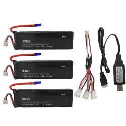 Hubsan H501S X4 batterij - 7.4V 2700mAh 10C H501S-14 - 3 stuks - 1 kabelBatterijen