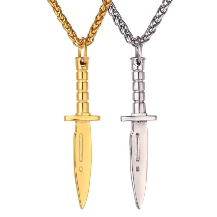 Mesvormige hanger met ketting - Hip Hop stijl - roestvrij staalHalskettingen