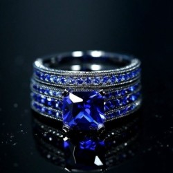 Luxe ringen voor koppels - met blauwe zirkoon - roestvrij staalRingen