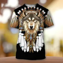 Klassiek T-shirt met korte mouwen - bohemienstijl - 3D-geprinte Indiase motievenT-Shirts