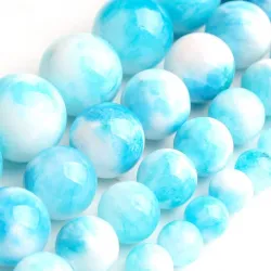 Natuursteen - blauw/witte jade - losse ronde kralen - voor het maken van sieradenHeren sierraden