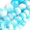 Natuursteen - blauw/witte jade - losse ronde kralen - voor het maken van sieradenHeren sierraden