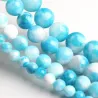 Natuursteen - blauw/witte jade - losse ronde kralen - voor het maken van sieradenHeren sierraden