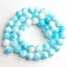 Natuursteen - blauw/witte jade - losse ronde kralen - voor het maken van sieradenHeren sierraden